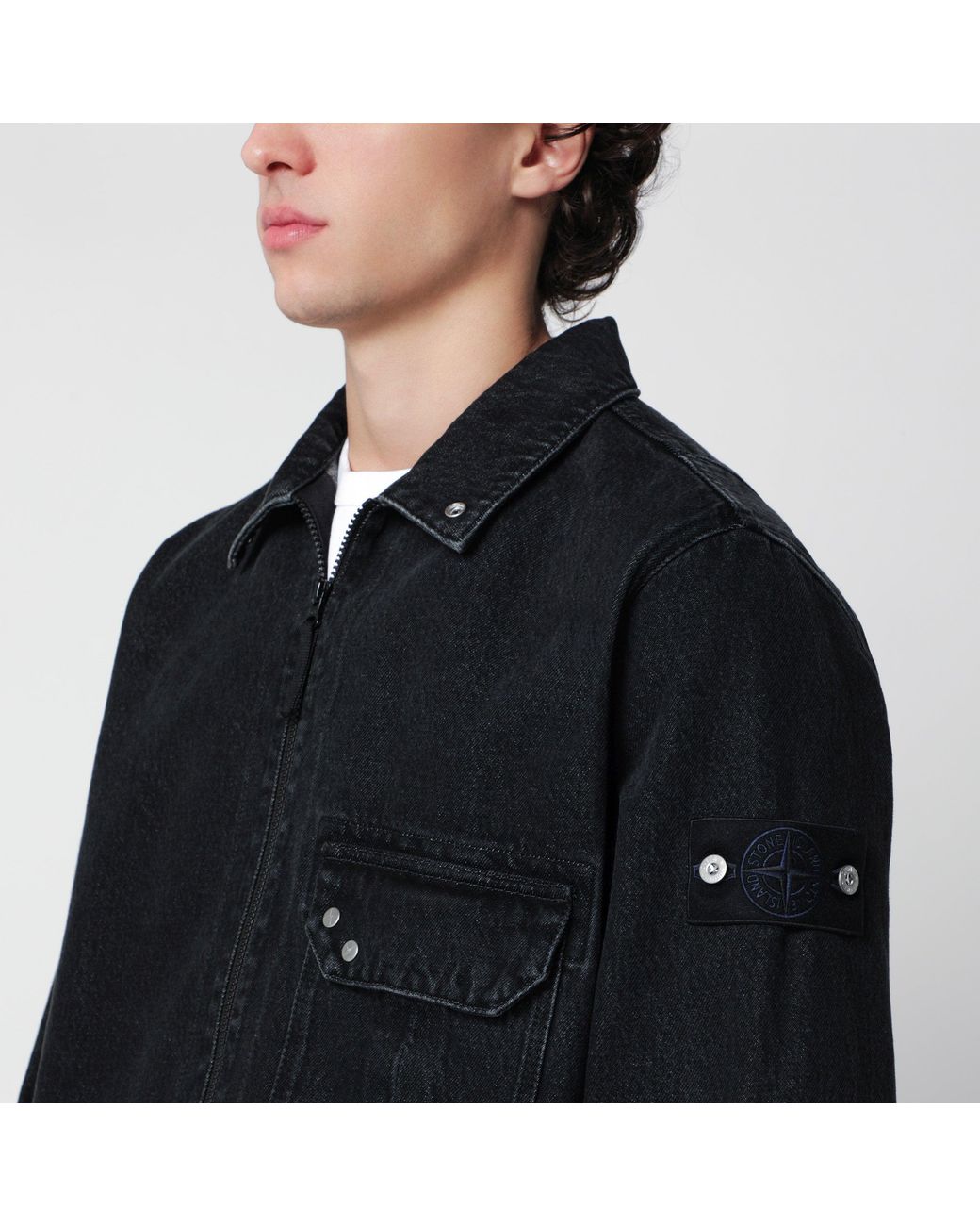Stone Island Black Denim Shirt Jacket for men