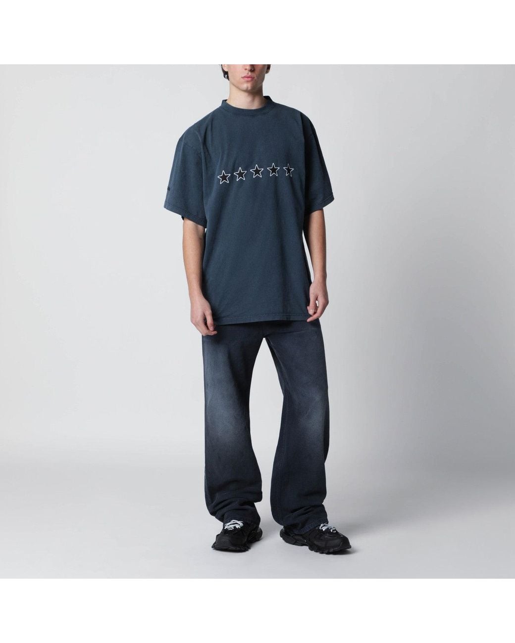 Balenciaga Blue Wide-Leg Washed-Effect Jeans for men