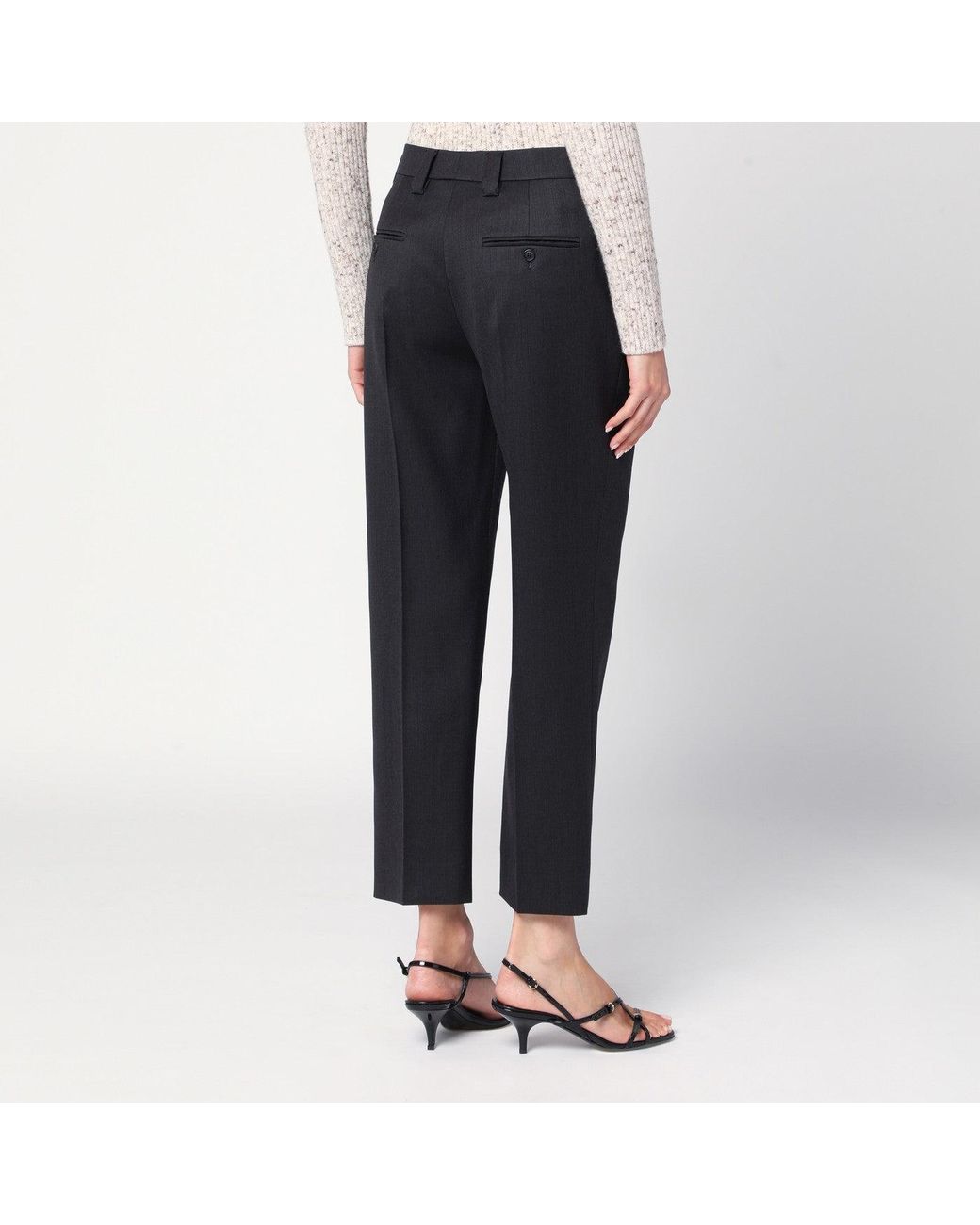 Prada Blue Anthracite Wool Trousers