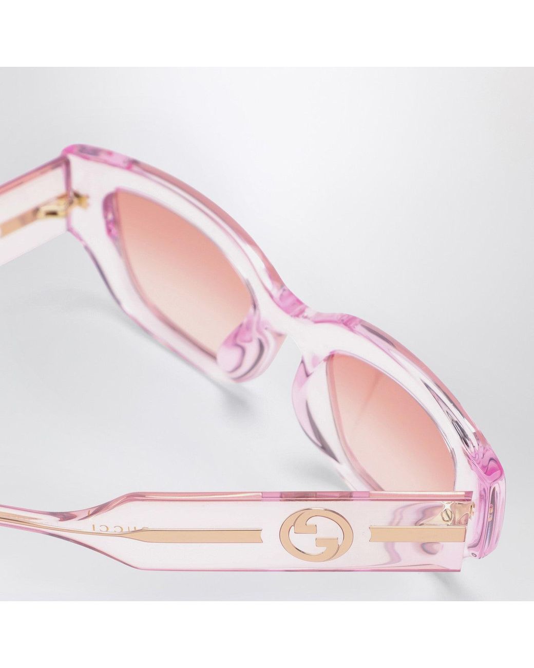 Gucci Rectangular Pink/transparent Sunglasses