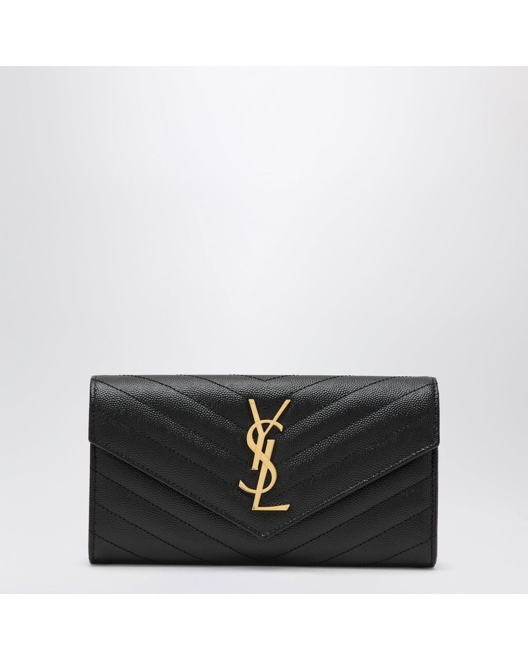 Saint Laurent Black Large Cassandre Matelassé Wallet