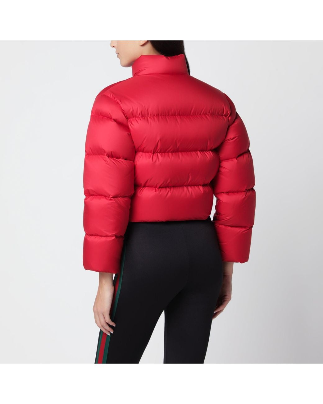 Gucci Red Cropped Padded Zip-Up Down Jacket
