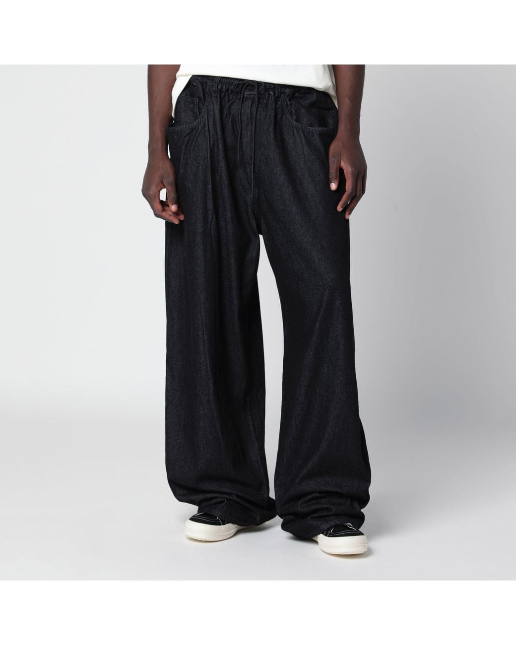 Y-3 Black Wide-Leg Denim Trousers for men