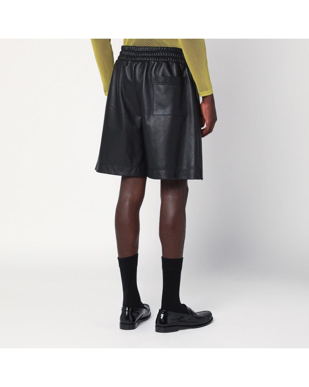 Gucci Black Leather Bermuda Shorts for men