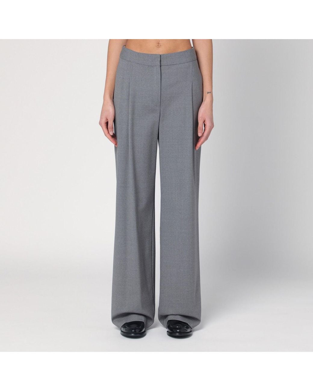 Loulou de Saison Gray Wide Grey Wool Pants