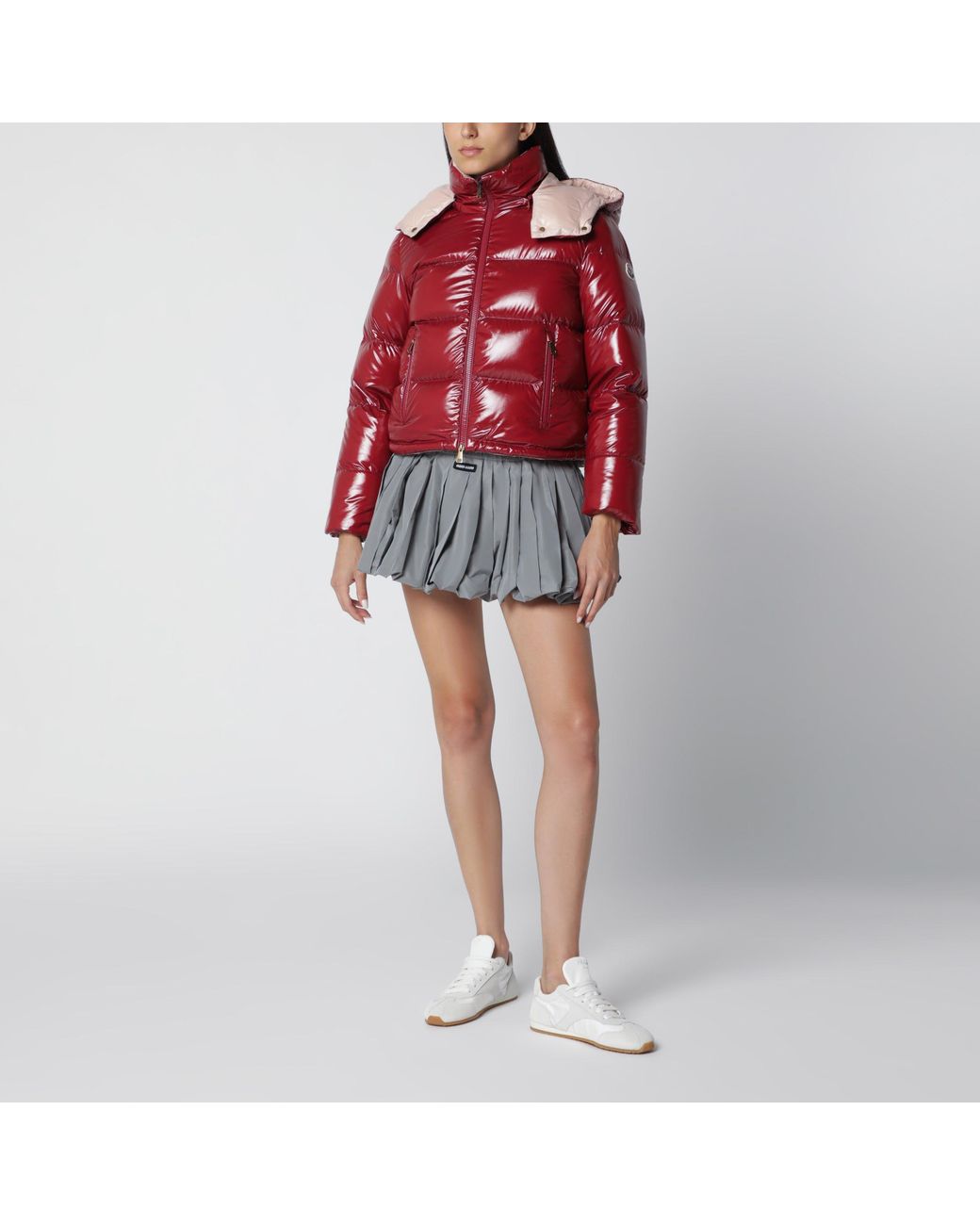 Moncler Red Niveole Cropped Down Jacket