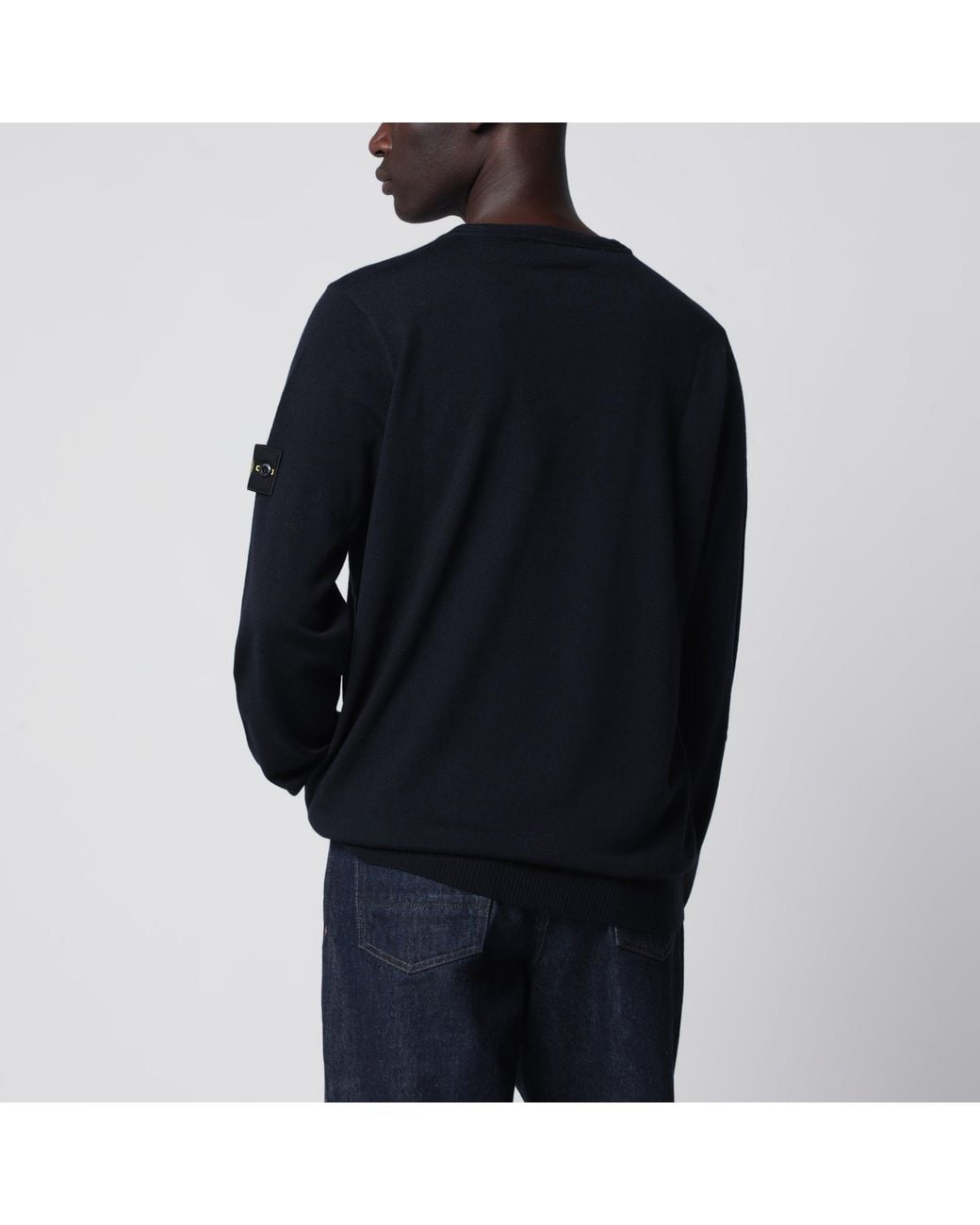 Stone Island Blue Wool Crew-Neck Sweater for men
