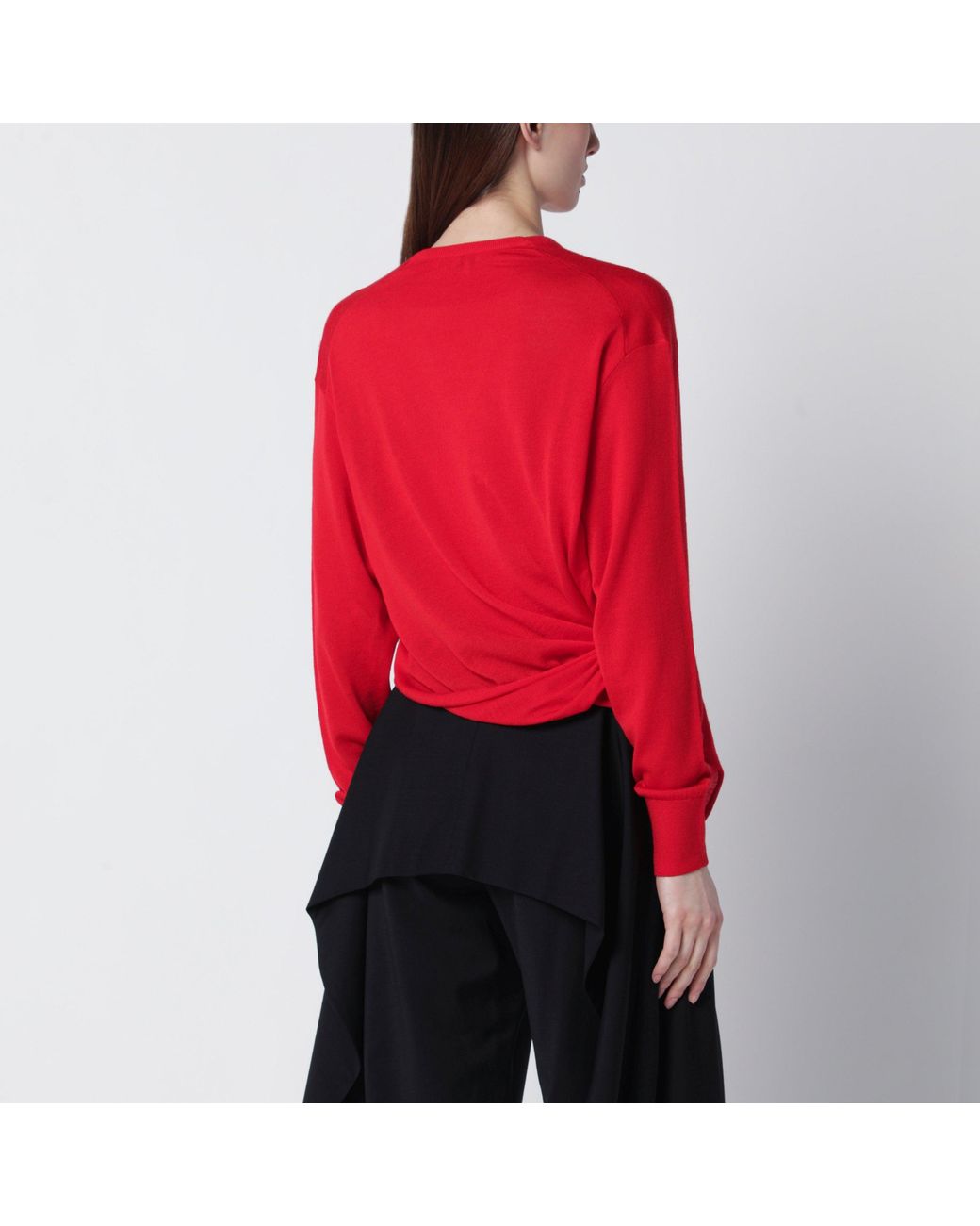 Loewe Red Merino Wool Draped Top