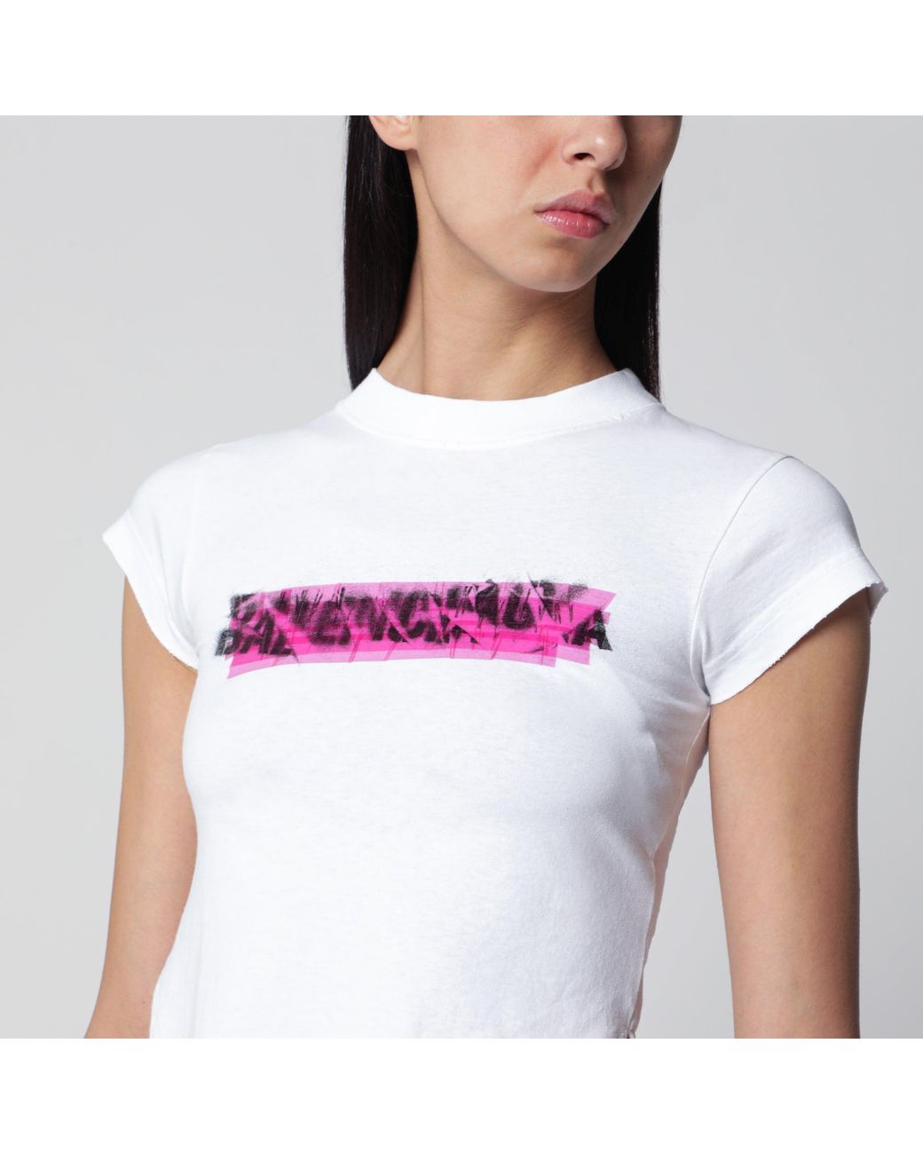 Balenciaga White Messy Spray T-Shirt With Cut-Out Back