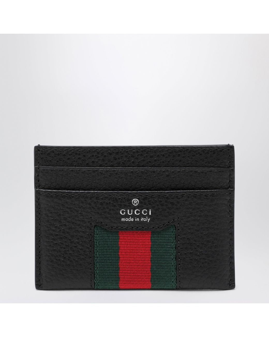 Gucci Black Web Trademark Leather Bi-Fold Wallet for men