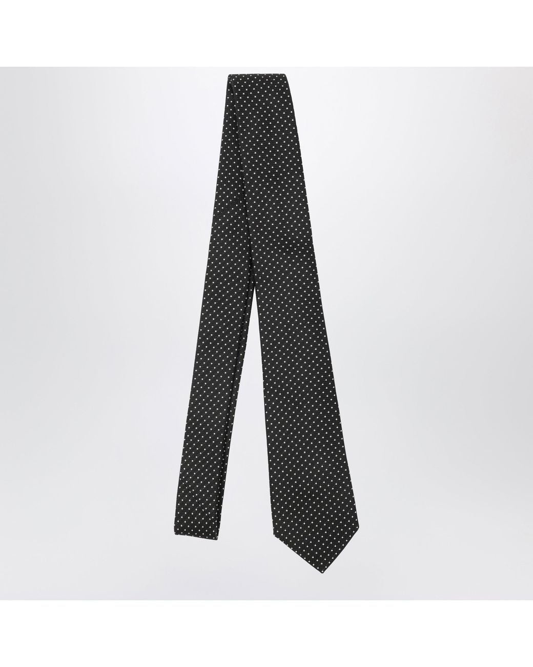 Tom Ford Black Silk Tie With Micro-Circle Pattern for men
