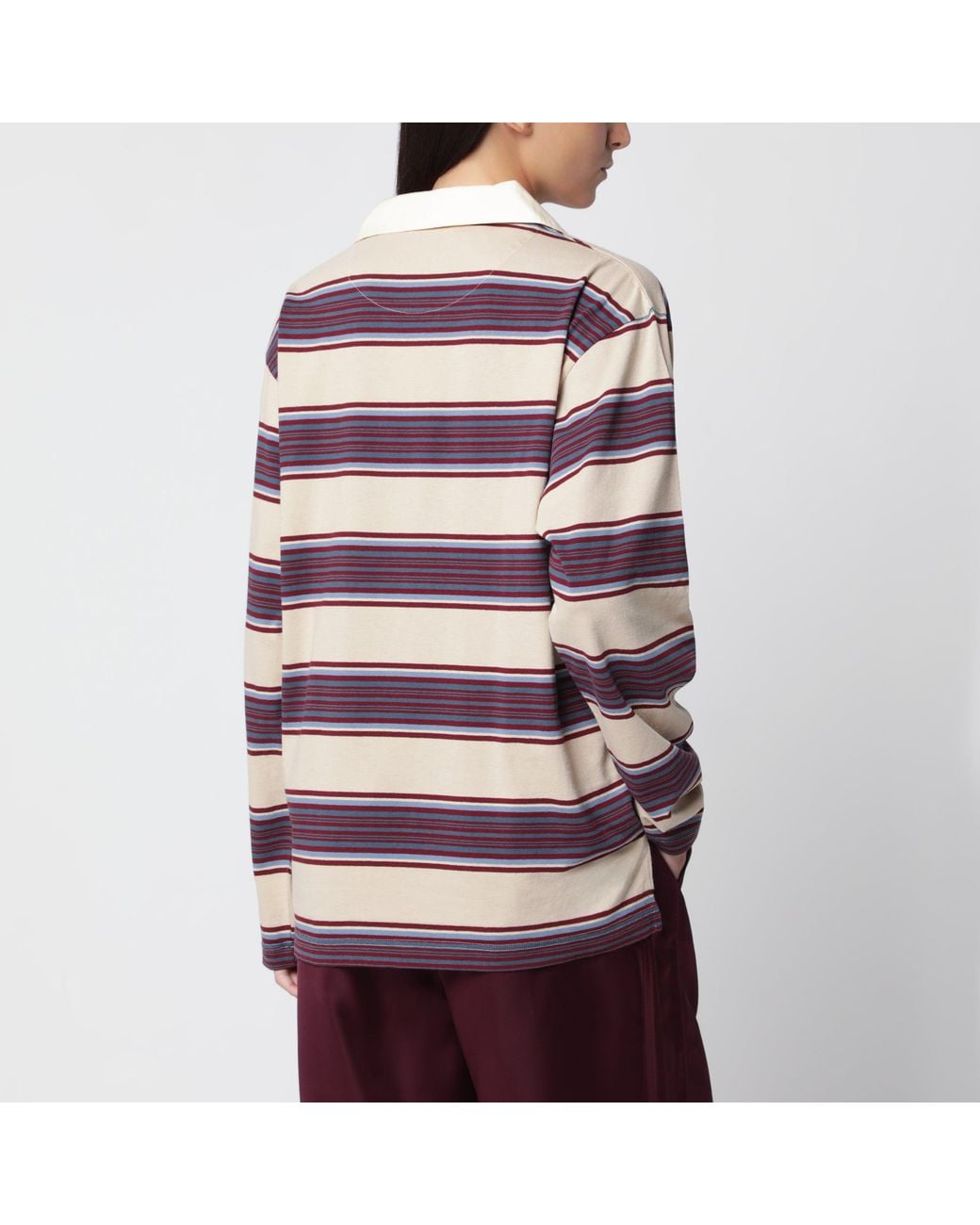 Sanderlak Red Striped Cotton Jersey Rugby Polo