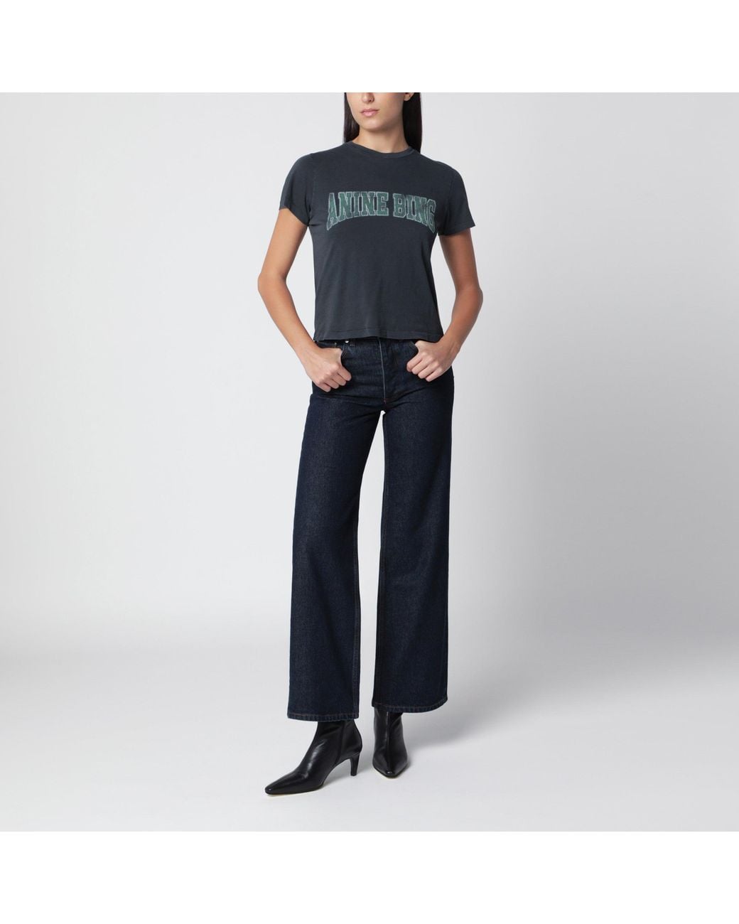 Anine Bing Black Shelley Cotton T-Shirt