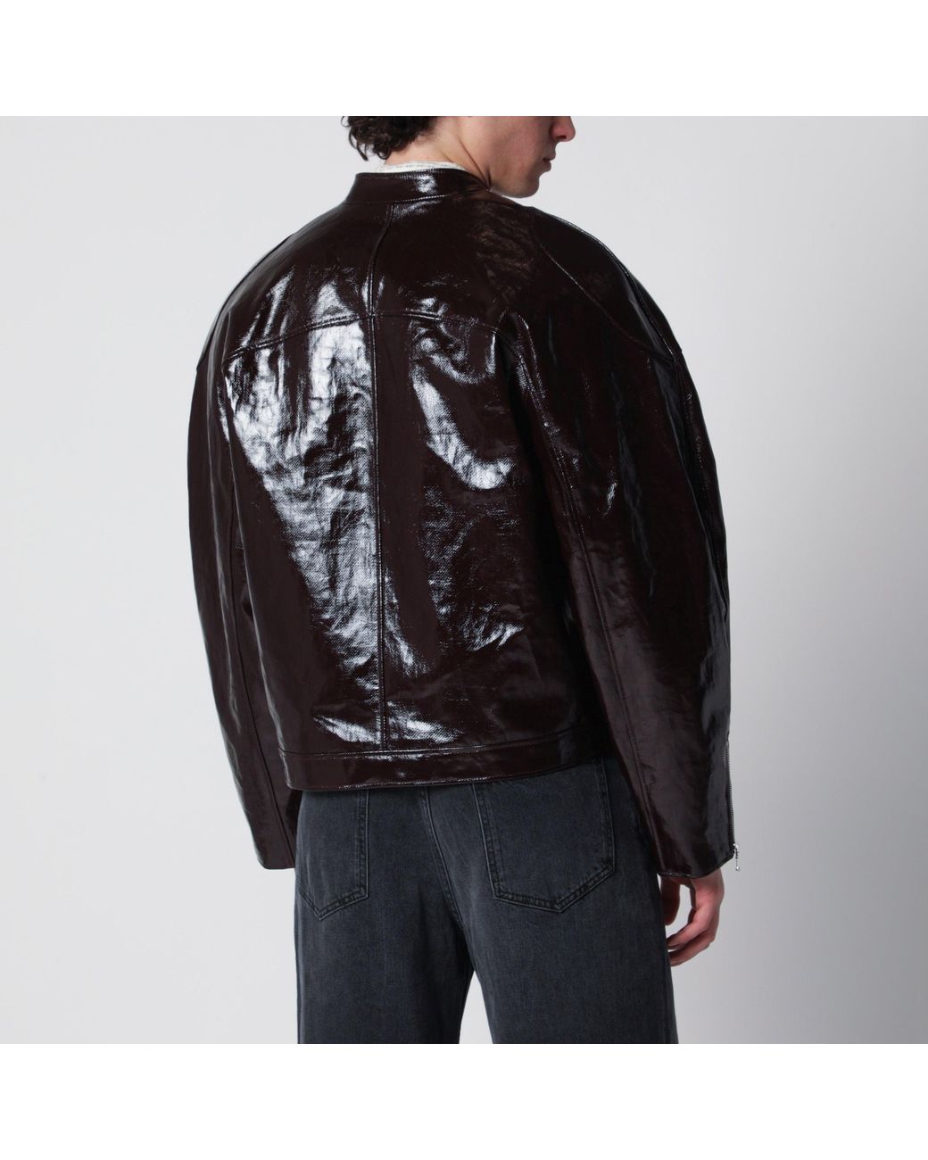 Séfr Black Ristretto Racer Coated Linen Jacket for men