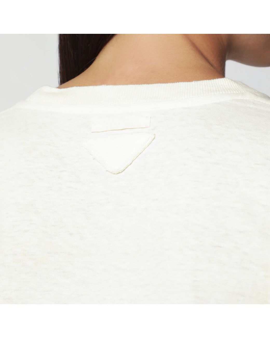 Prada Brown Ivory T-Shirt With Logo Print