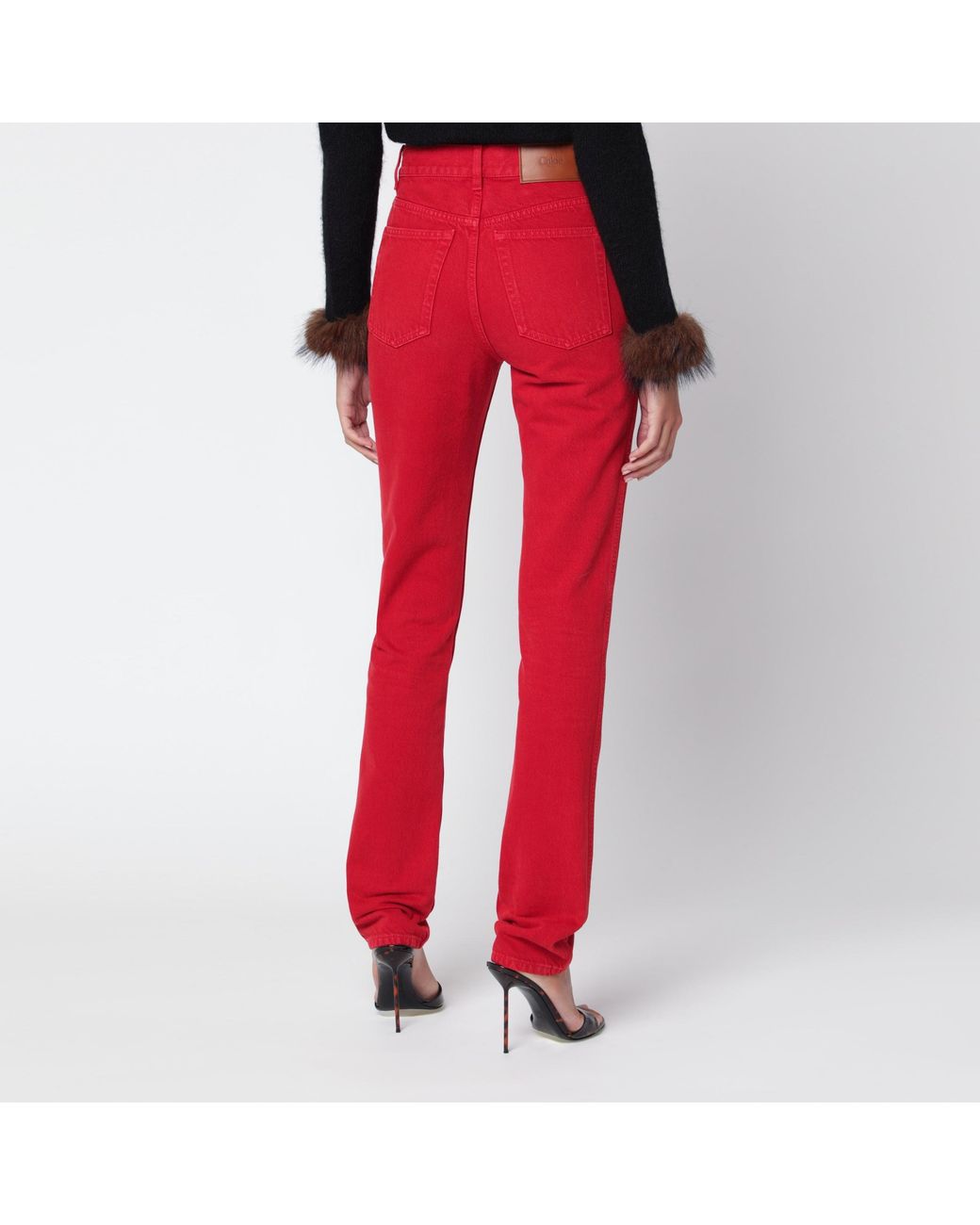 Chloé Red Berry Cotton Denim Jeans
