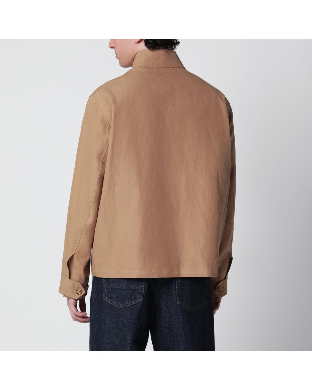 Lardini Brown Camel Linen-Blend Jacket for men
