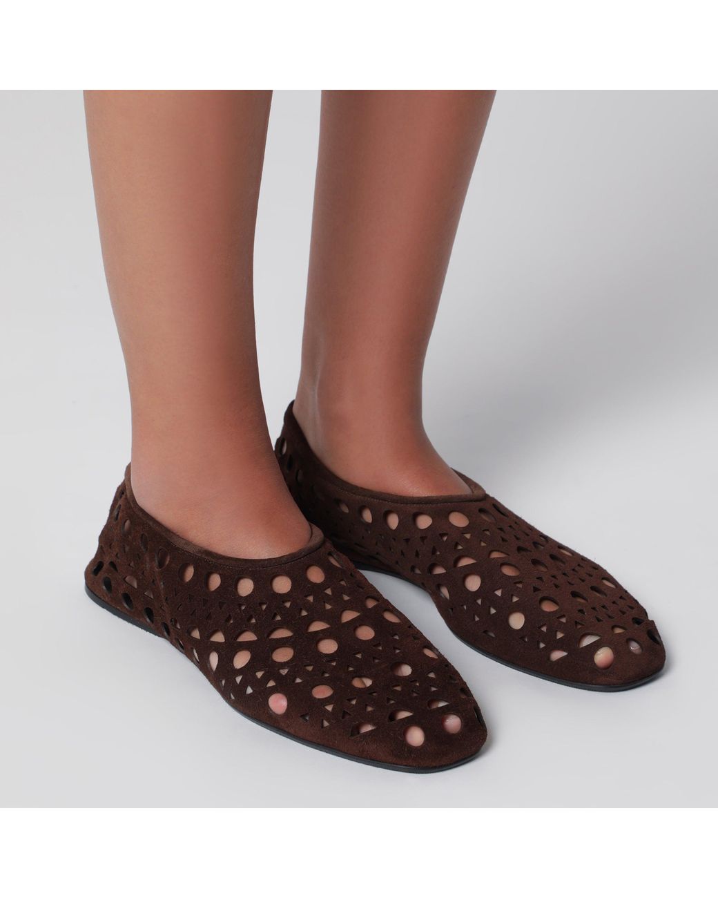 Alaïa Black Perforated Suede Vienne Slippers