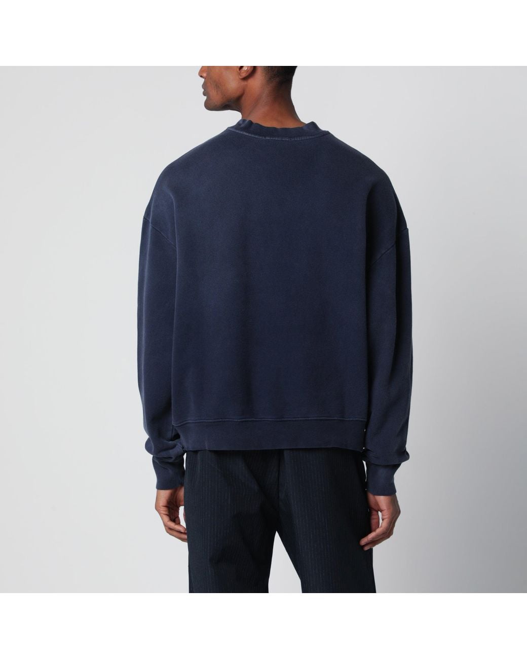Willy Chavarria Blue Vintage-Effect Sweatshirt With Logo Print for men