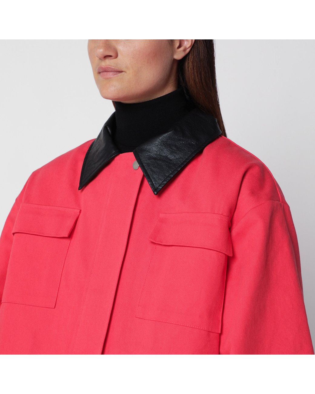Source Unknown Red Baia Cotton Utility Jacket