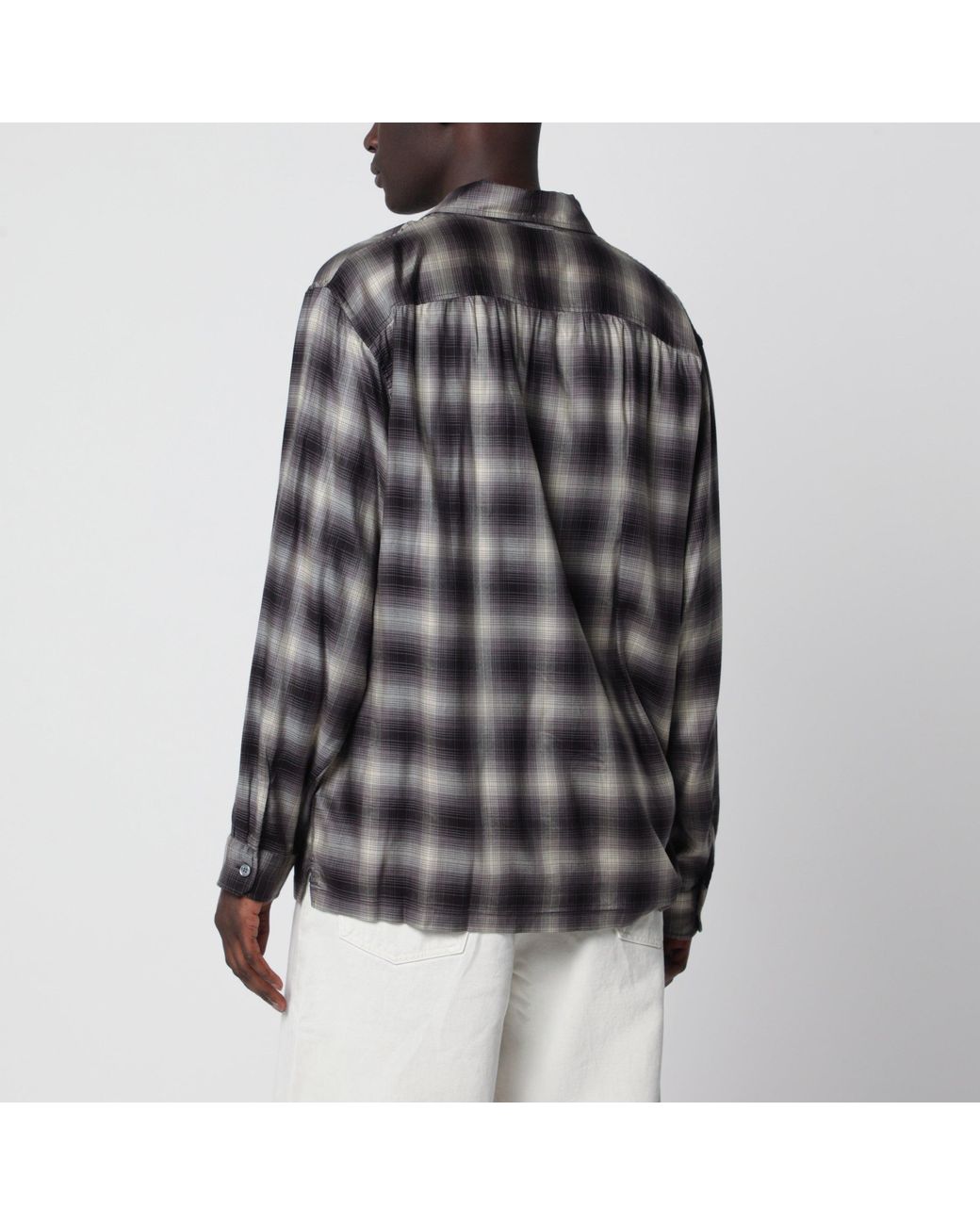 Our Legacy Black Every Checked Tencel Shirt for men