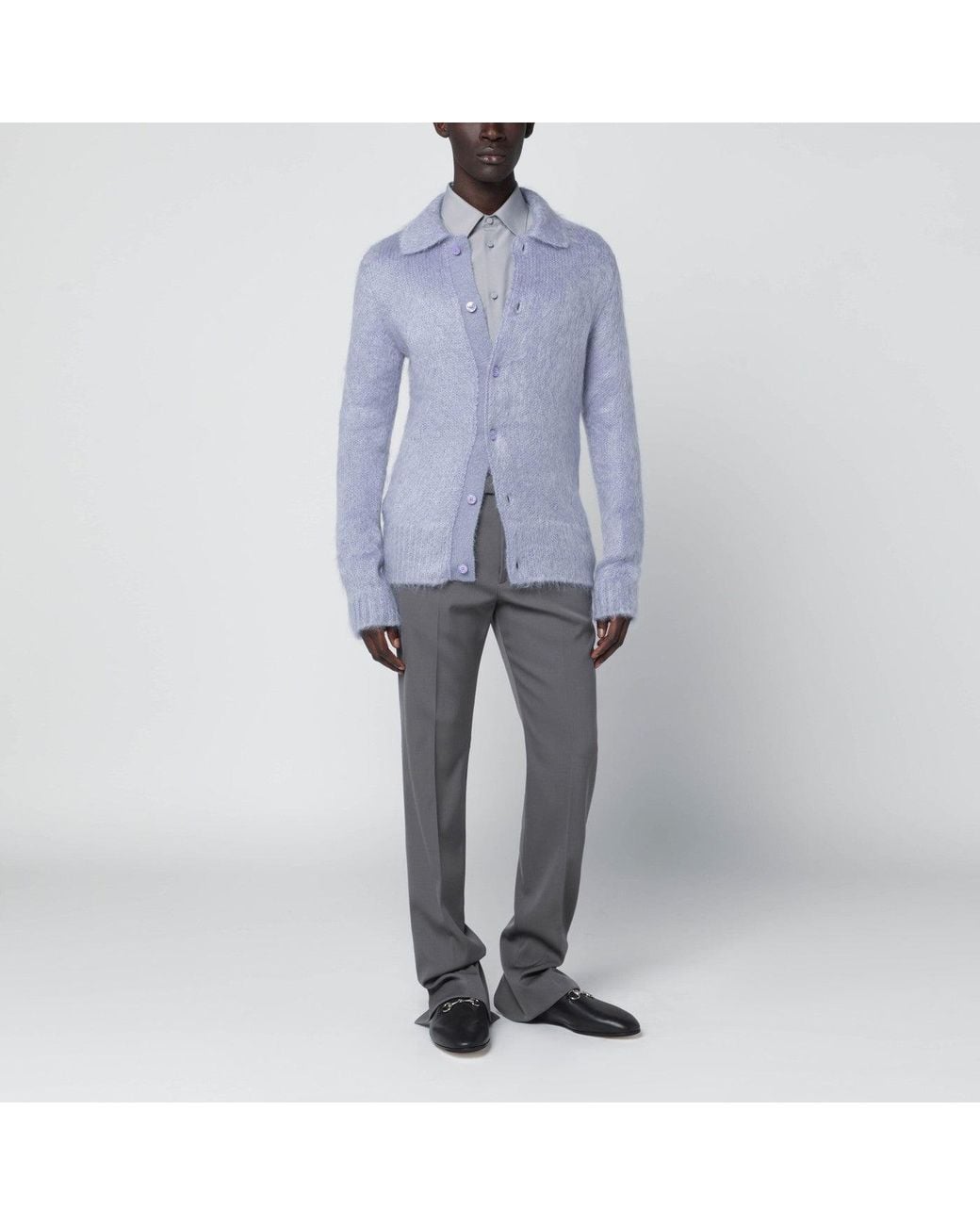 Gucci Purple Brushed Mohair Wool Cardigan for men