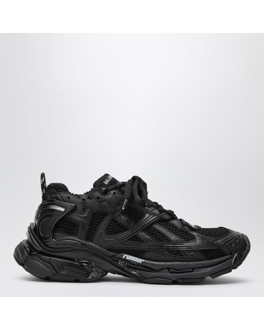 Balenciaga Black Mesh & Nylon Runner Sneakers With Almond Toe for men