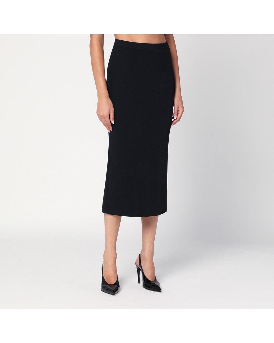 Givenchy Black Midi Skirt With Pleats On The Back