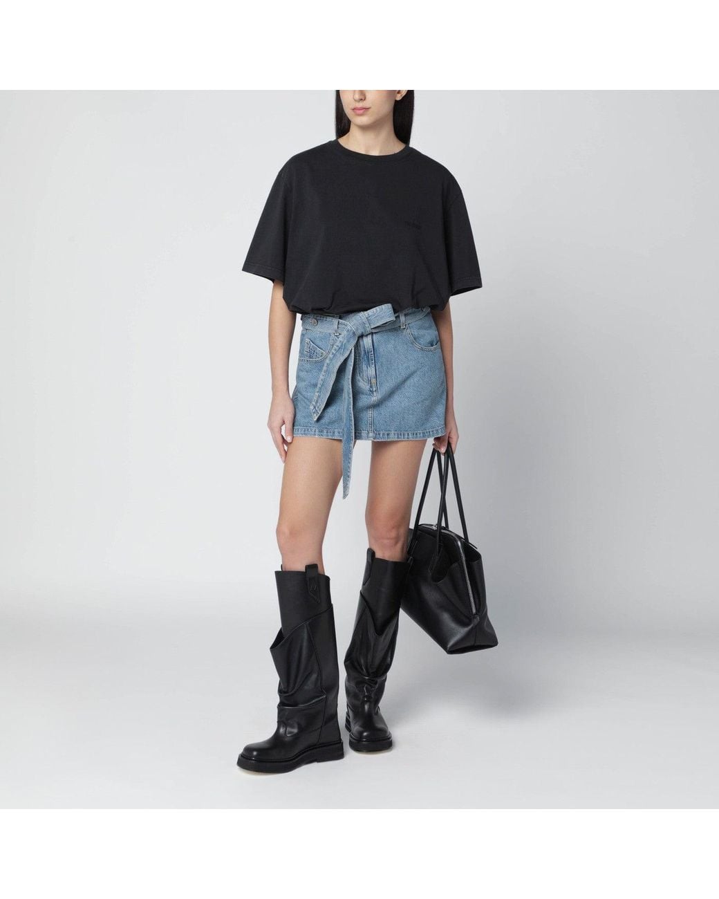 The Attico Blue Light Denim Mini Skirt