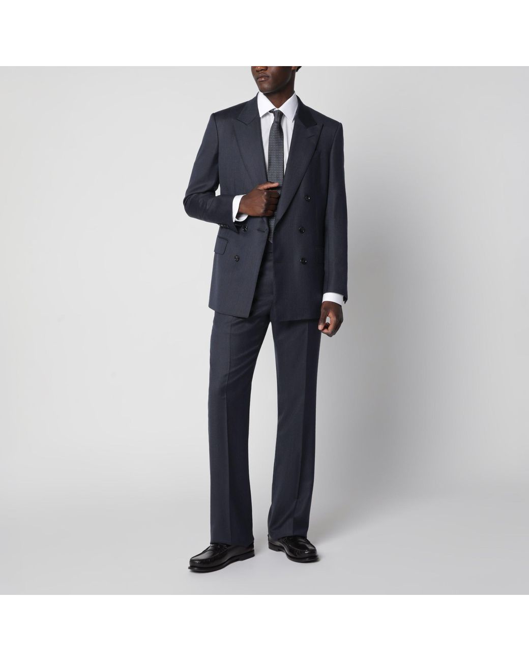 Tom Ford Blue Double-Breasted Wool Suit for men