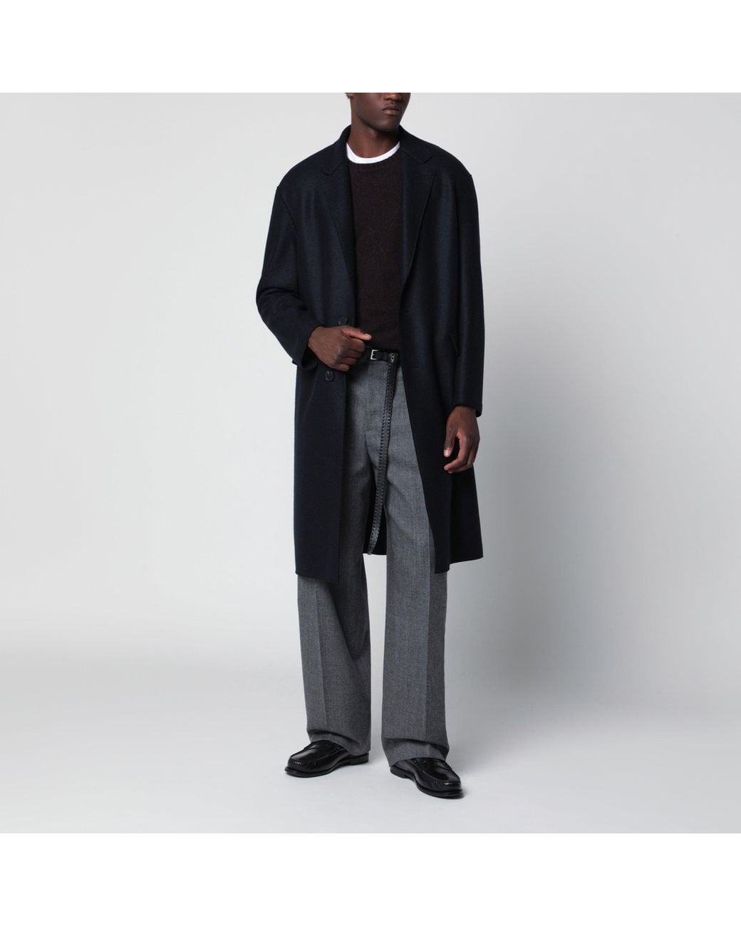 Harris Wharf London Black Single-Breasted Wool Coat for men
