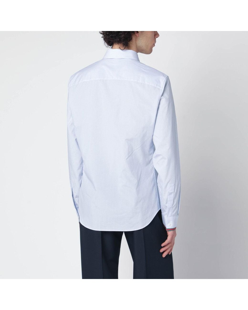 Gucci White Striped Shirt With Web Detail for men