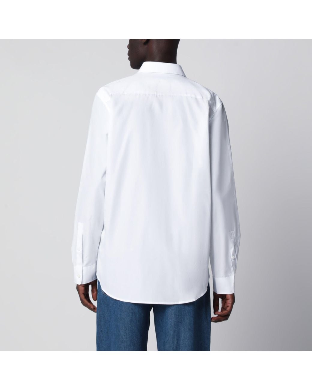 Burberry White Classic-Fit Cotton Poplin Shirt With Check Trim for men