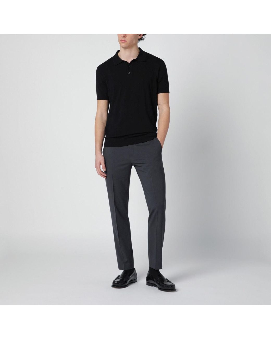 PT Torino Blue Grey Trousers In Wool Blend for men