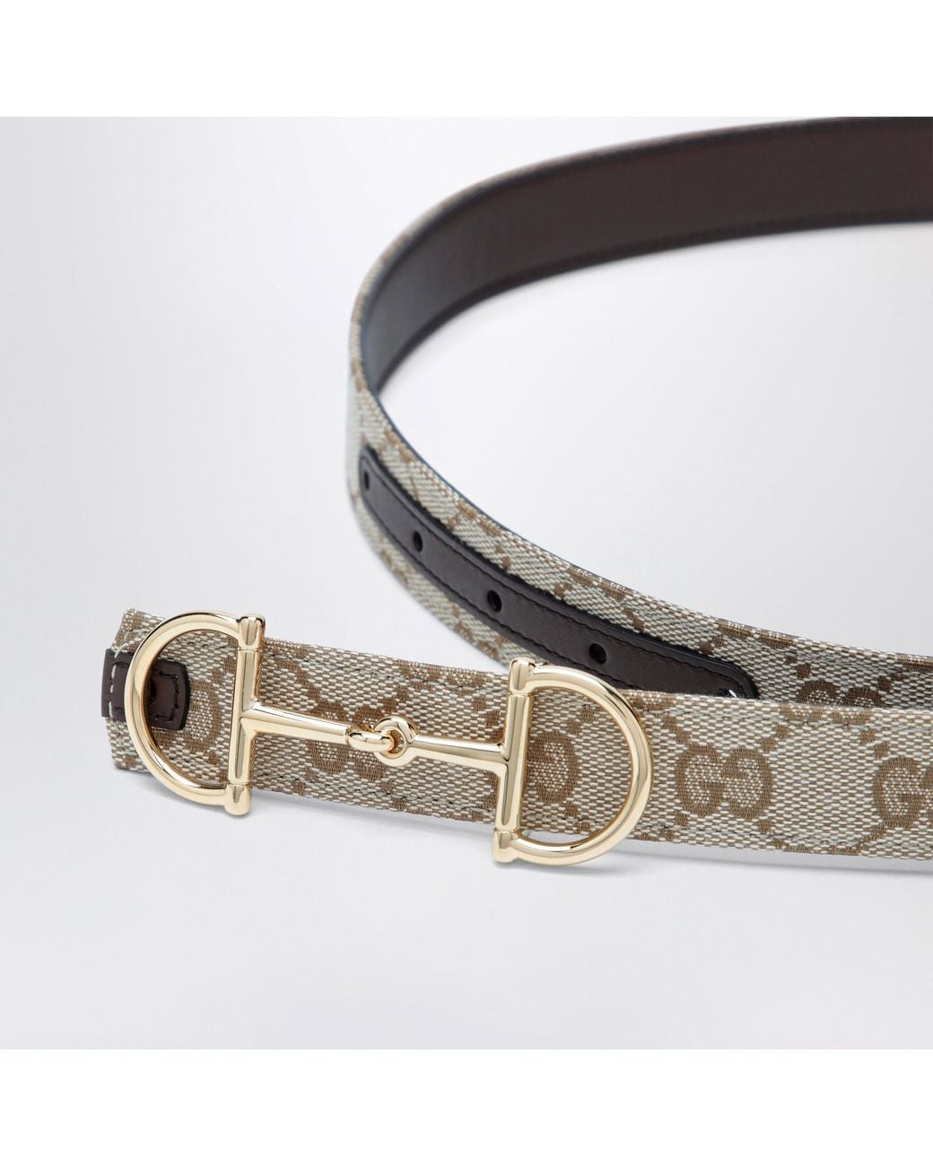 Gucci Brown Reversible Gg Fabric And Leather Belt