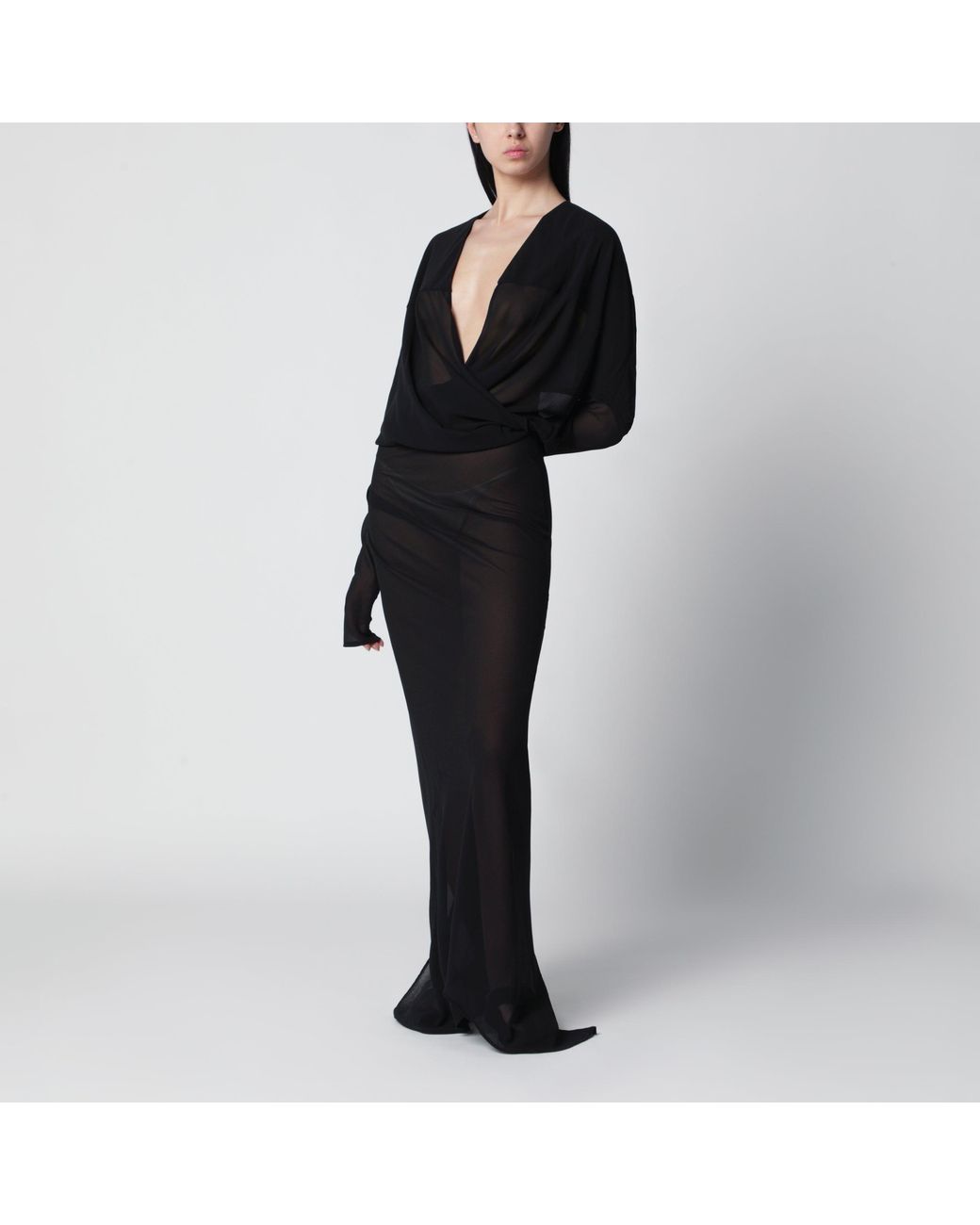 Entire studios Black Long Semi-Sheer Dress