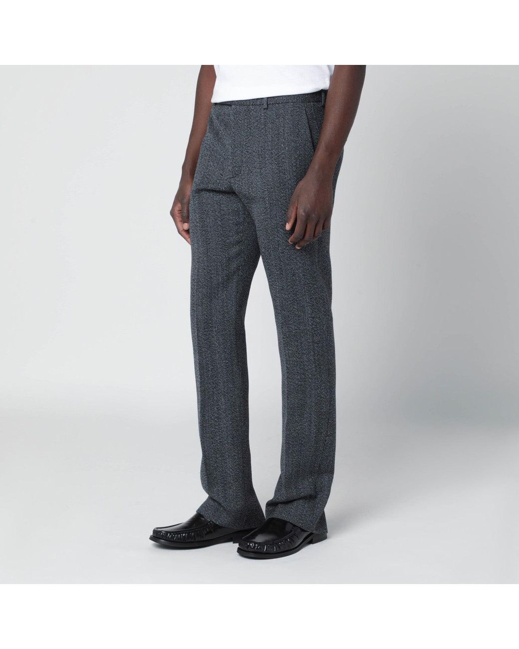Gucci Gray Mouliné Fabric Trousers for men