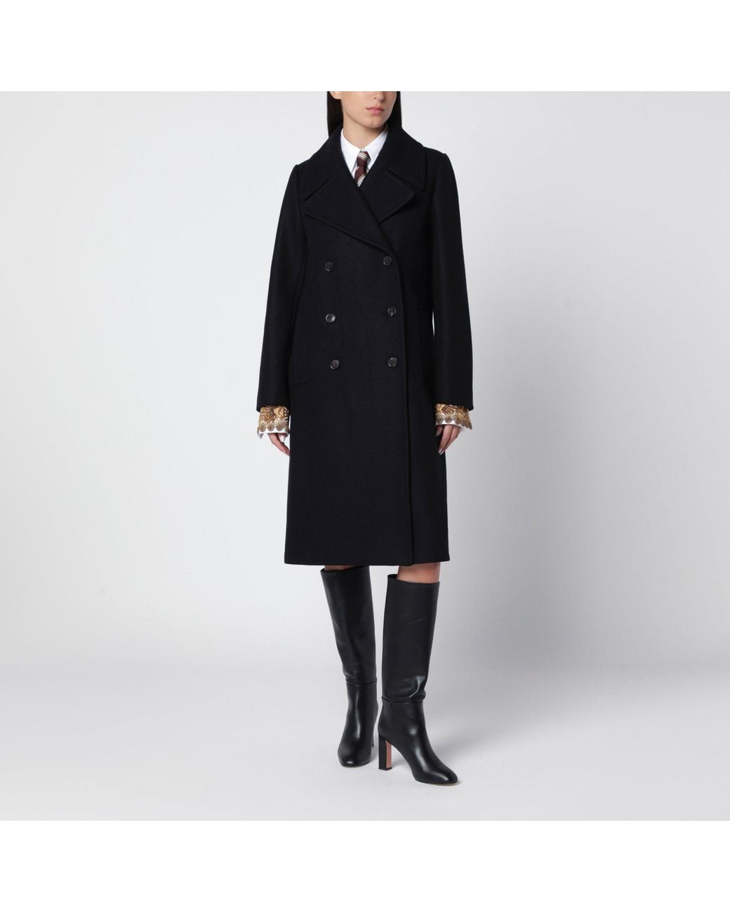 Dries Van Noten Black Double-Breasted Coat