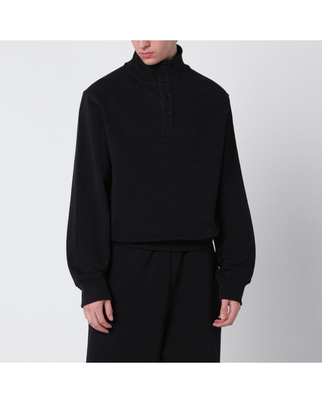 Entire studios Black Cotton Buttoned Sweater for men