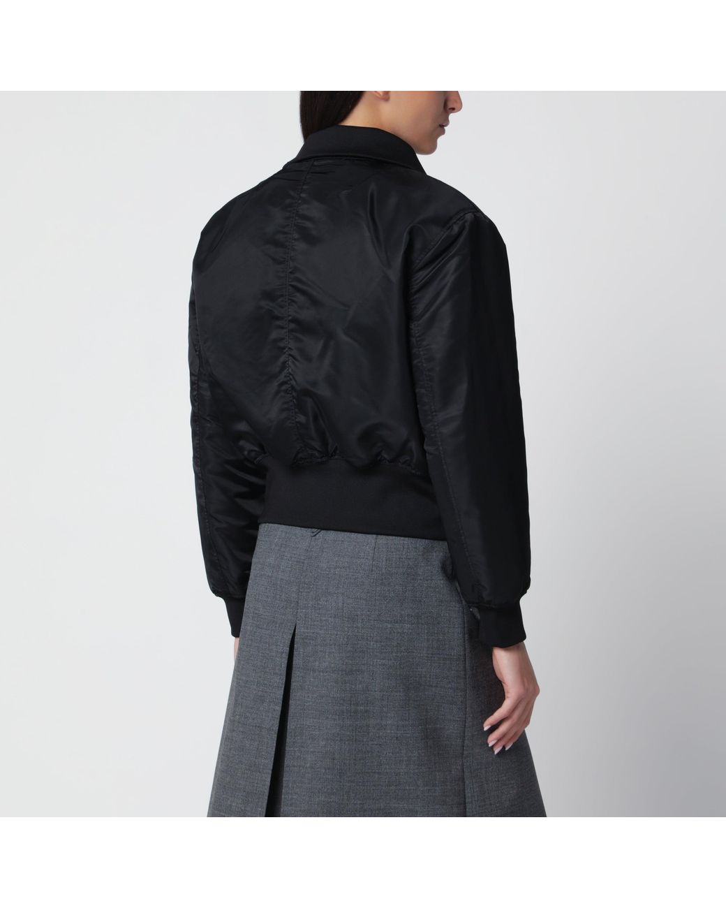 Frankie Shop Black Short Storm Technical Fabric Bomber Jacket