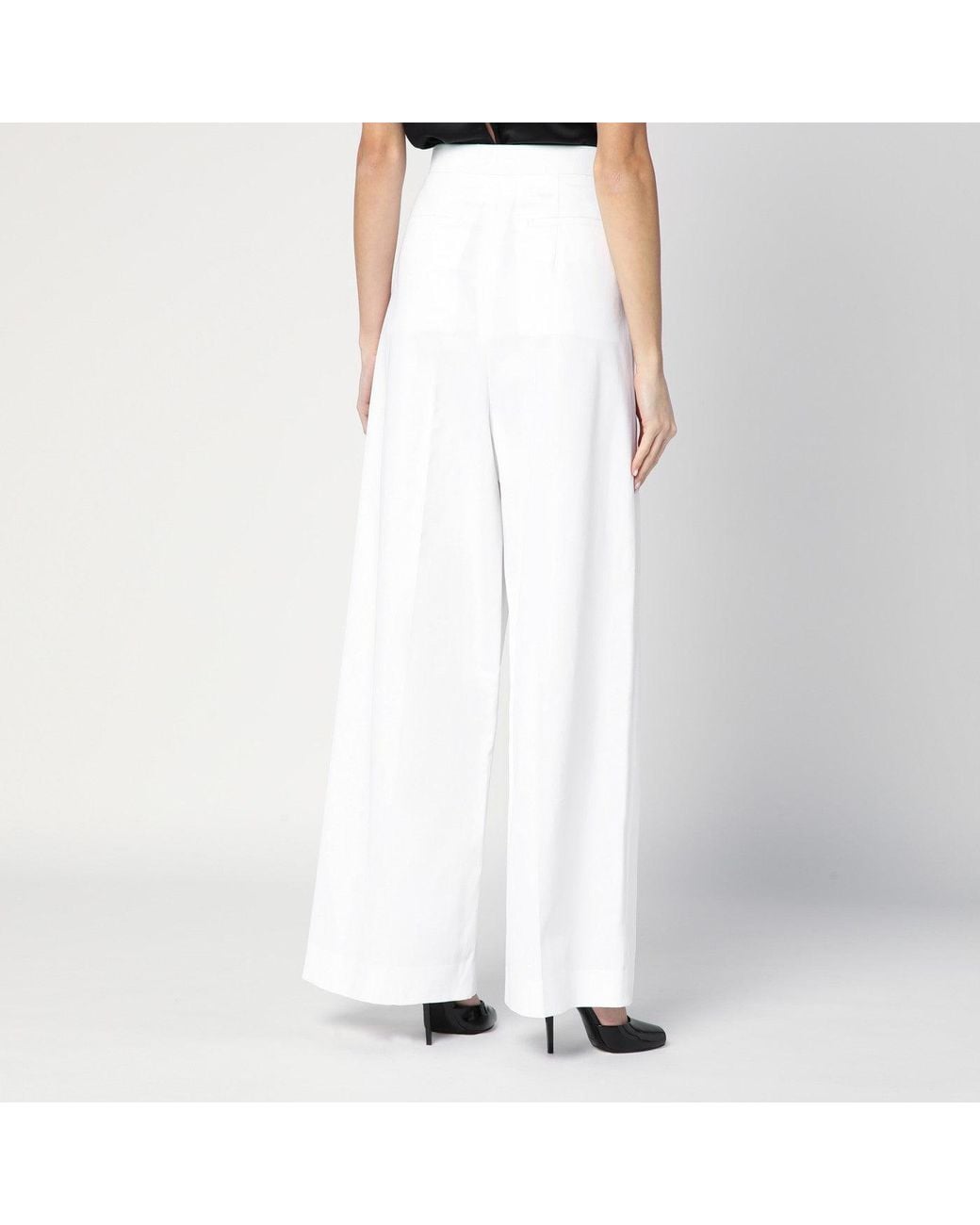 Givenchy White Pleated Cotton Trousers