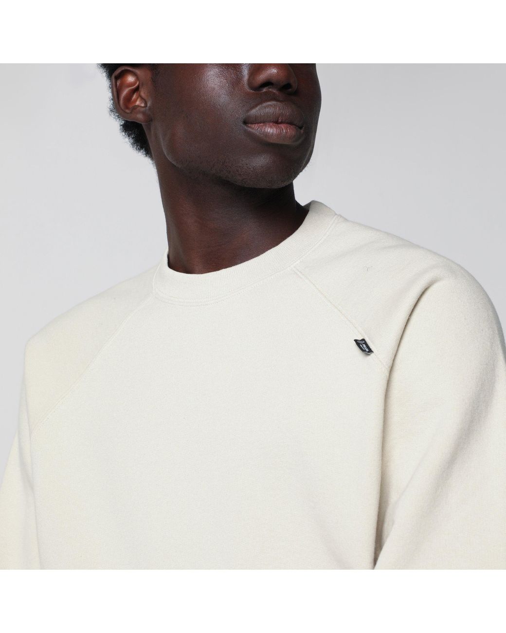 Prada White Talc-Colored Cotton Fleece Sweatshirt for men
