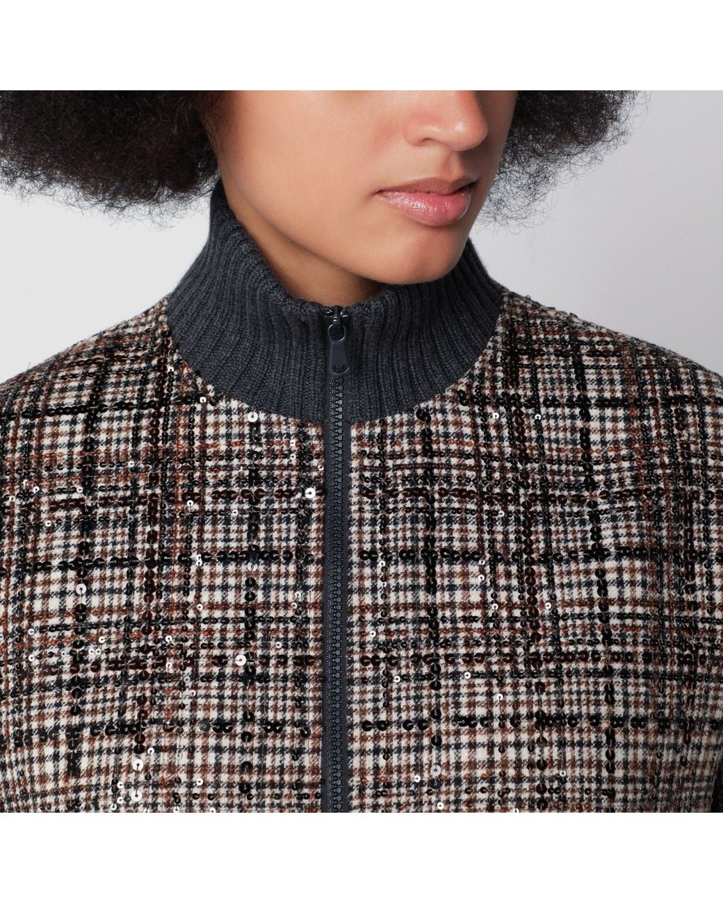 Brunello Cucinelli Gray Dazzling Dégradé Bomber Jacket