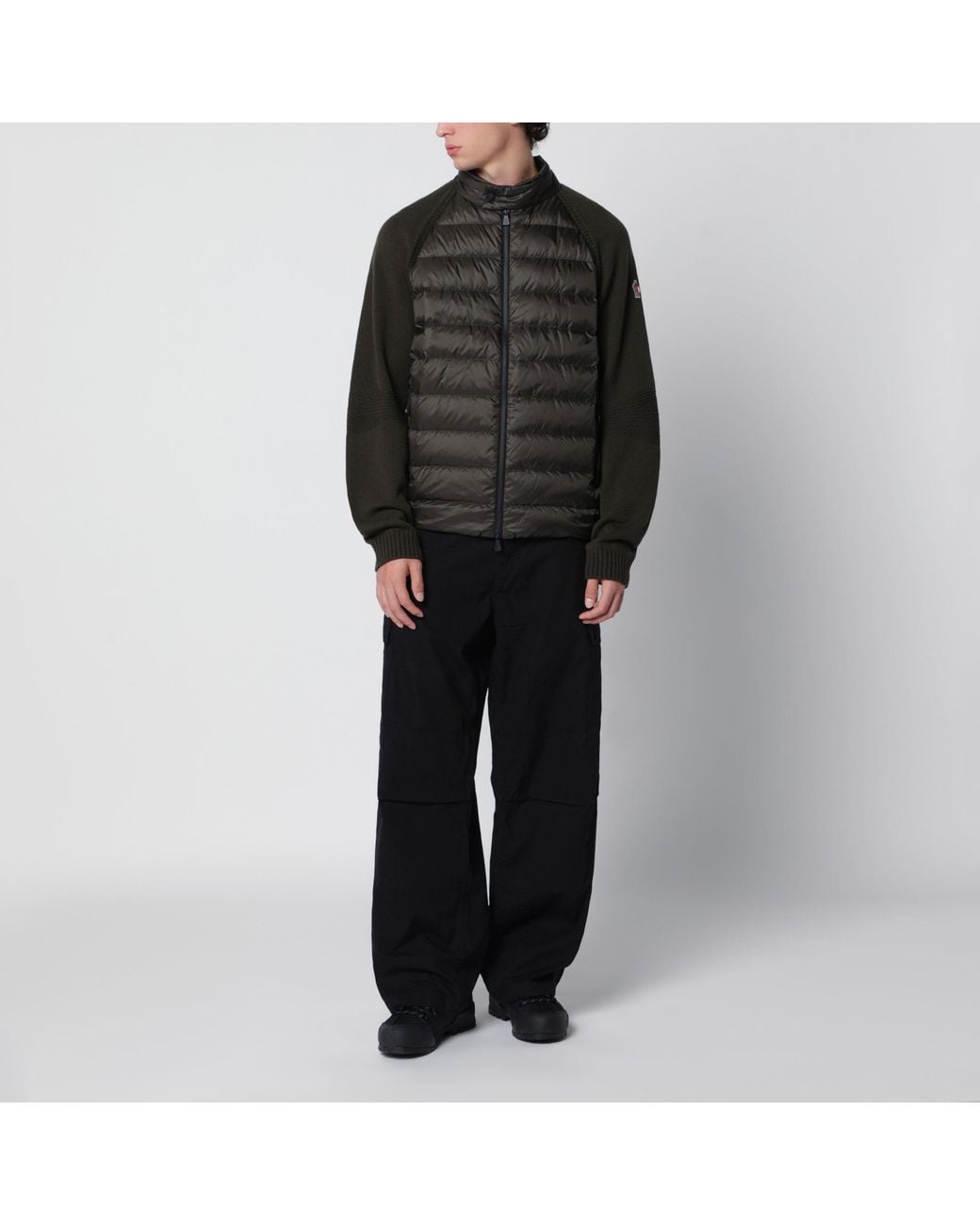 Moncler Black Dark Padded Zip-Up Cardigan for men