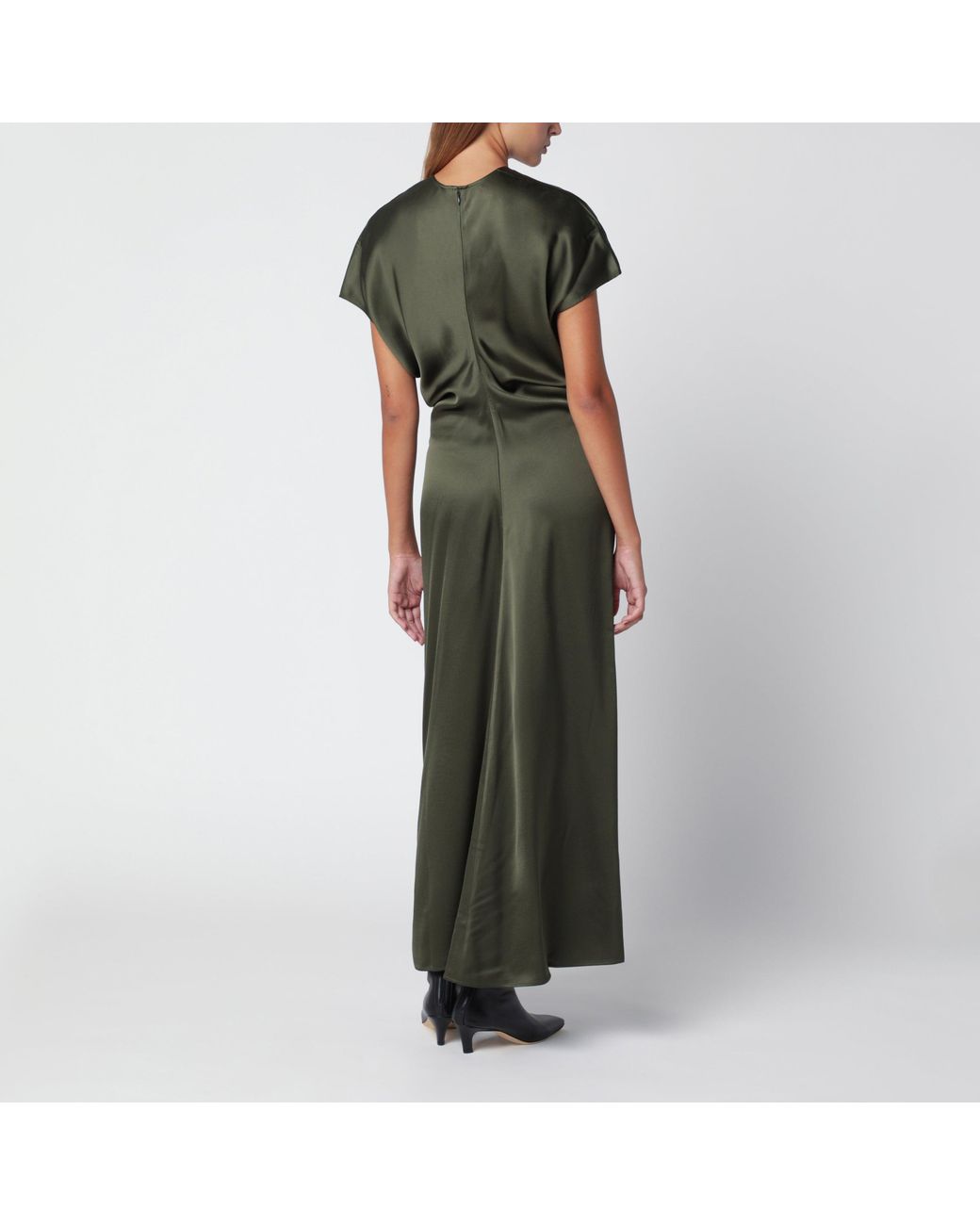 Totême Green Dark Low-Waisted Viscose Dress