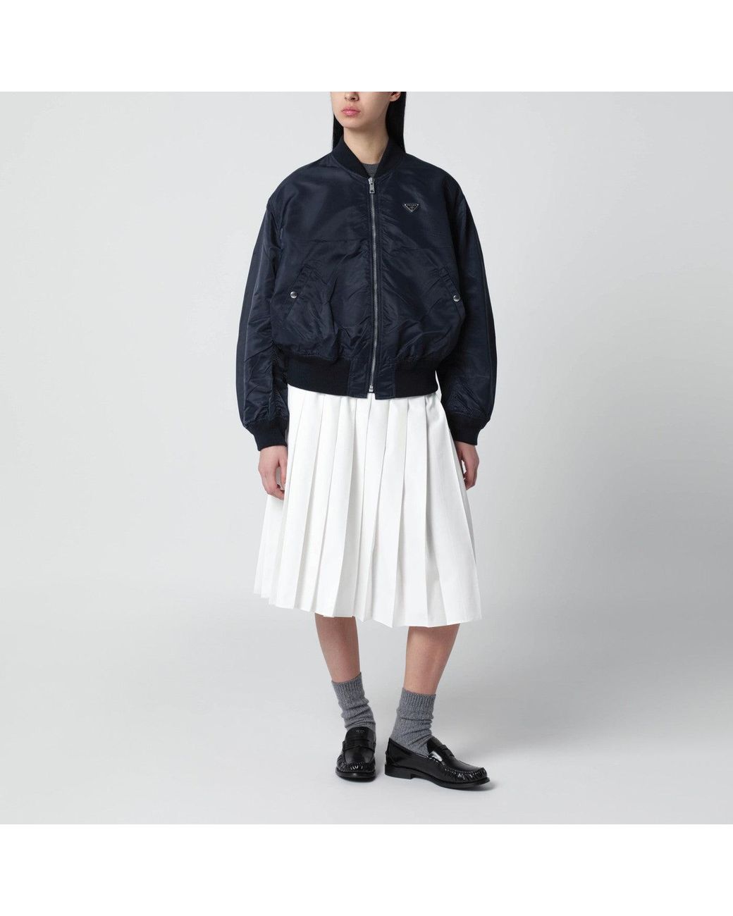 Prada Blue Re-Nylon Bomber Jacket