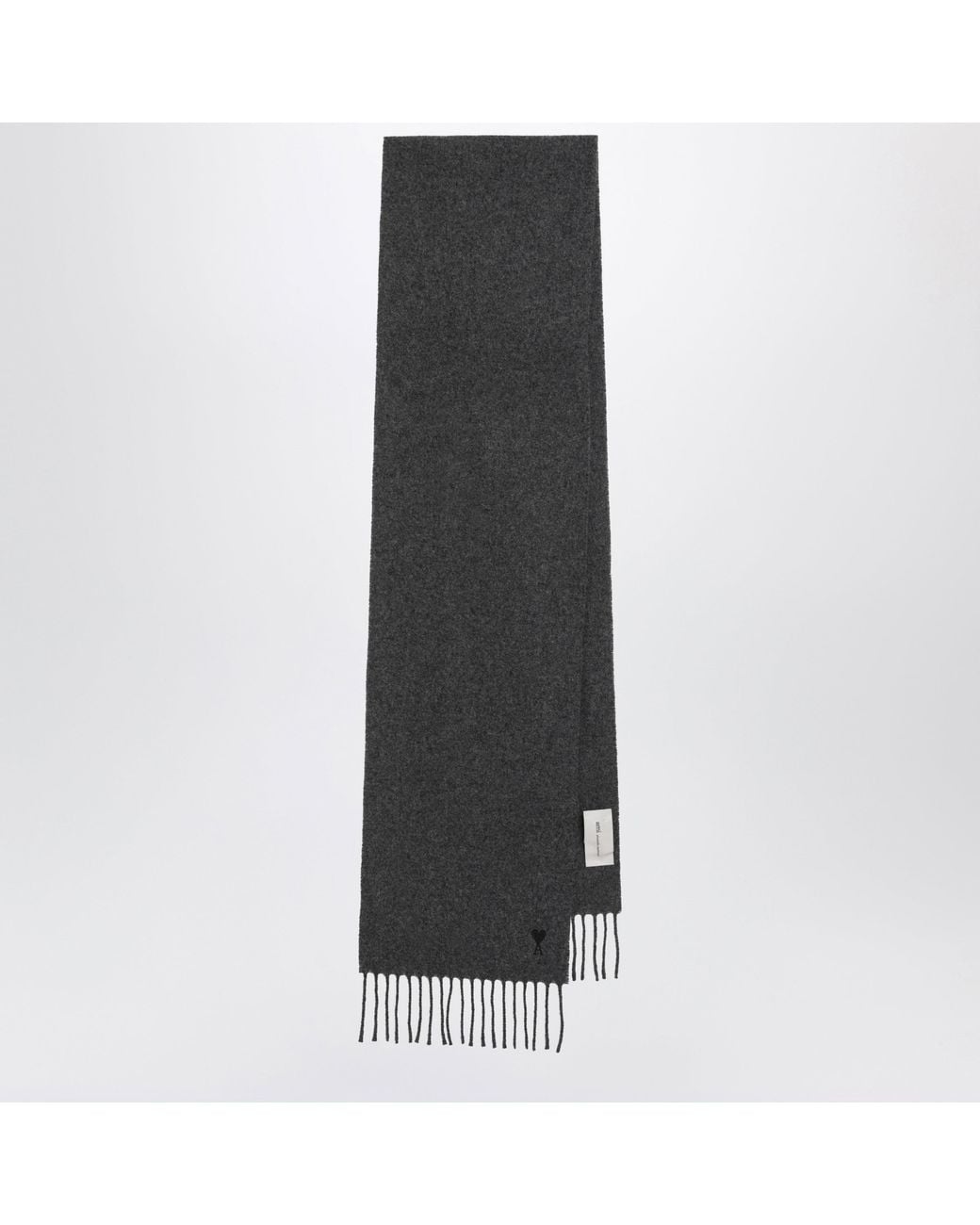 AMI Gray Ami De Coeur Wool Scarf for men