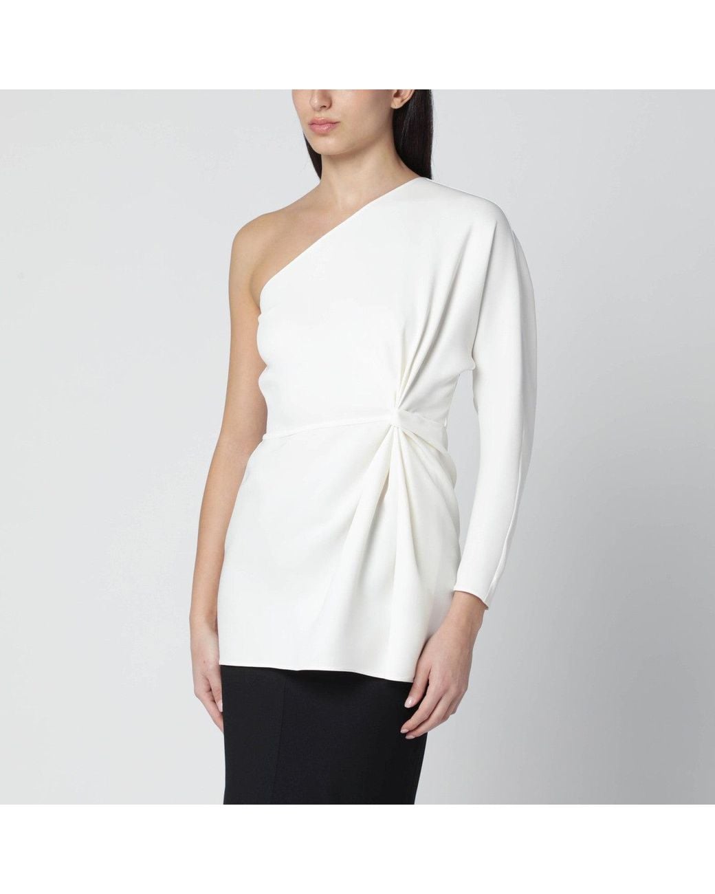 Valentino White Ivory One-Shoulder Top