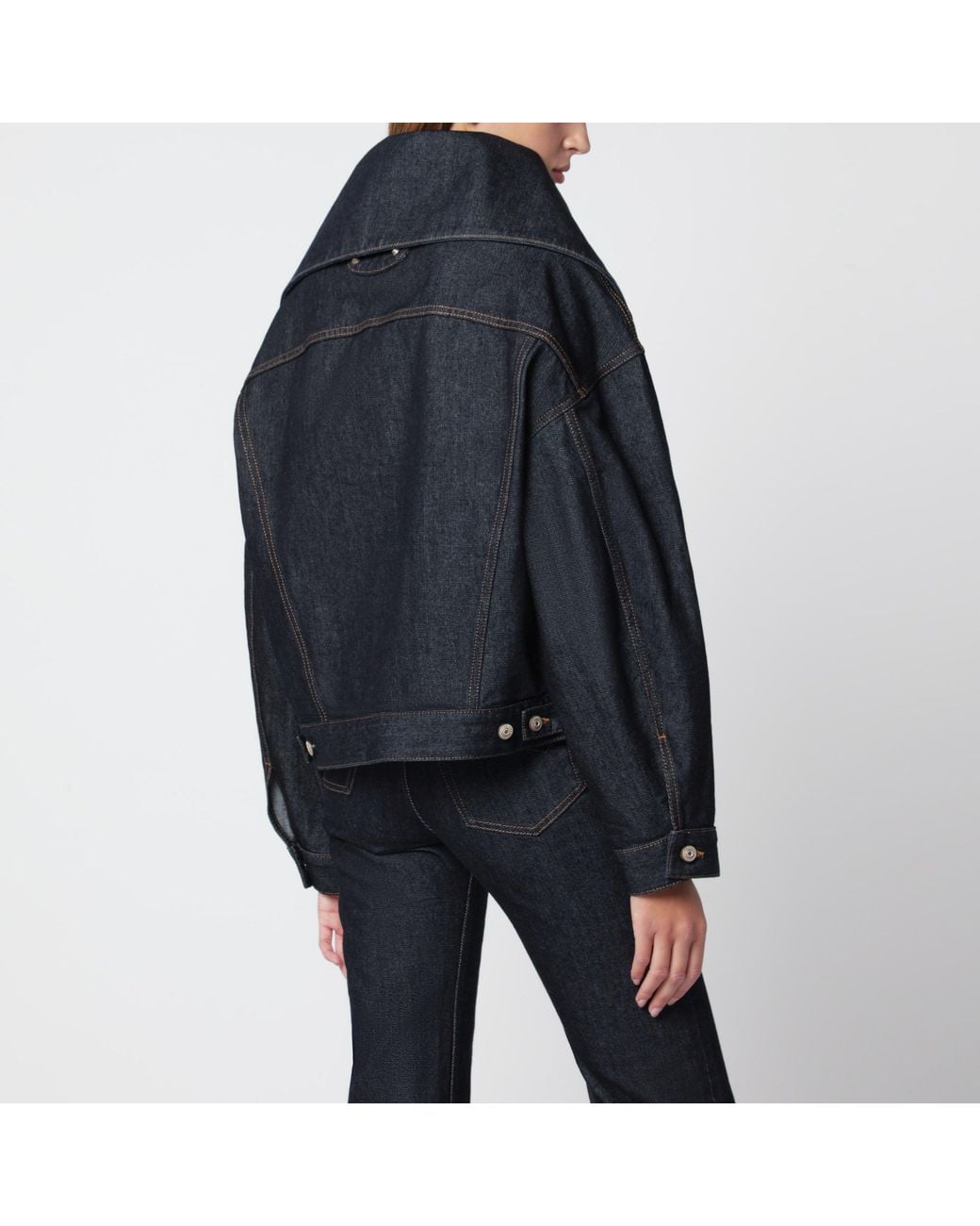 Balenciaga Black Denim Jacket With Wide Neckline