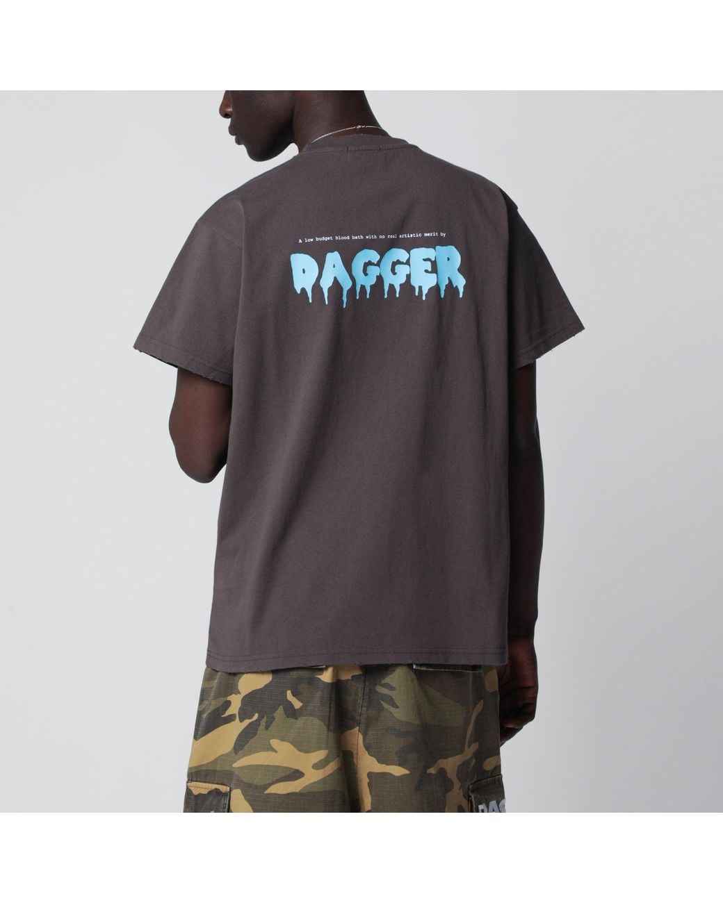 DAGGER Gray Washed "Dead Or Alive" Distressed T-Shirt for men